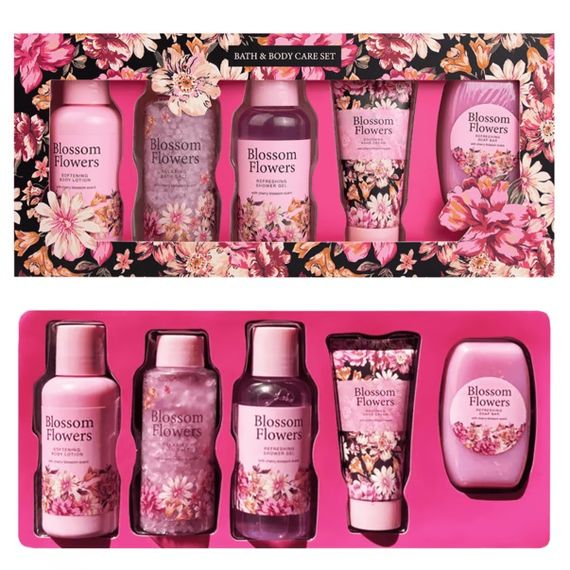 Подарунковий набір Blossom Flowers Bath & Body Care Set (salt, lotion, shower gel, hand cream, soap) | Зображення 1