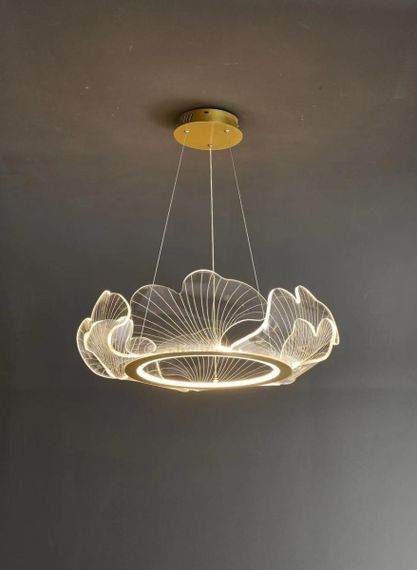 Люстра світлодіодна підвісна LED світильник для квартири на стелю лед 26396 Золото 30-150х60х60 см. | Зображення 2