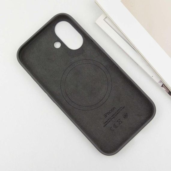 Чехол Silicone case (AAA) with Magsafe and Animation (button) для Apple iPhone 16 (6.1") Stone Grey | Зображення 4