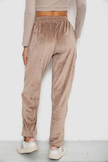 Спортивные штаны велюровые женские на флисе  -уценка, цвет бежевый, 238R58649-1-U | Зображення 3