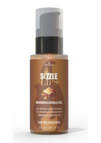 Зігрівальний масажний гель Sensuva Sizzle Lips Salted Caramel (59 мл), без цукру, їстівний Sex Aura