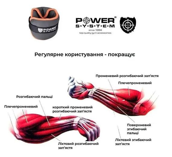 Обважнювачі-манжети для ніг та рук Power System PS-4070 Wrist Weights (2 шт*1.5 кг) (PS_4070_Grey) | Зображення 2