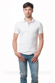 Мужская белая футболка Поло с воротником из 100% хлопка, Котоновая белая футболка Поло (укр.производство) 3ХЛ