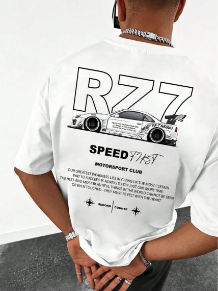 Футболка мужская с принтом повседневная XL Белая