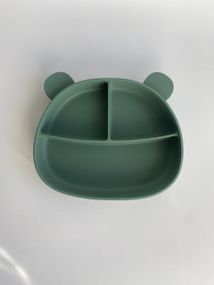 Силіконова секційна тарілка на присосці Ведмедик Смарагд