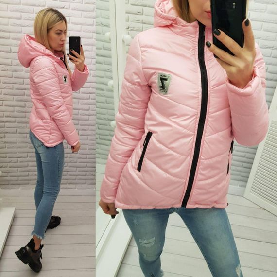 Жіноча демісезонна куртка з емблемою, арт.210/7, рожевий | Зображення 6