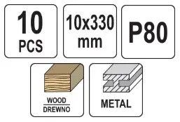 Набір стрічка наждачна нескінченна 10х330 P80 10 штук YATO YT-09744 | Зображення 2