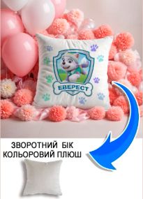 Подушка плюшева Мерч Крафт Дизайн з принтом Еверест paw patrol 7 сірий плюш квадратна 33х33 см