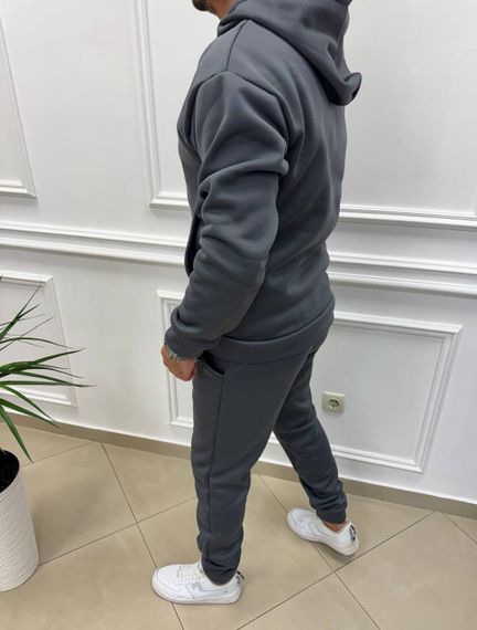 Теплий чоловічий спортивний костюм на флісі худі на блискавці і штани колір темно-сірий розмір М (48-50) adl1003 | Зображення 3