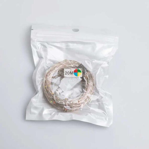 Гирлянда роса 20 метров USB на 200 led светодиодов капля белый провод мультиколор USB200L20MWML | Зображення 8