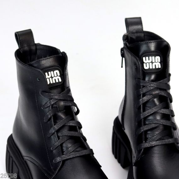 Чорні зимові черевики берці натуральна шкіра | Зображення 1