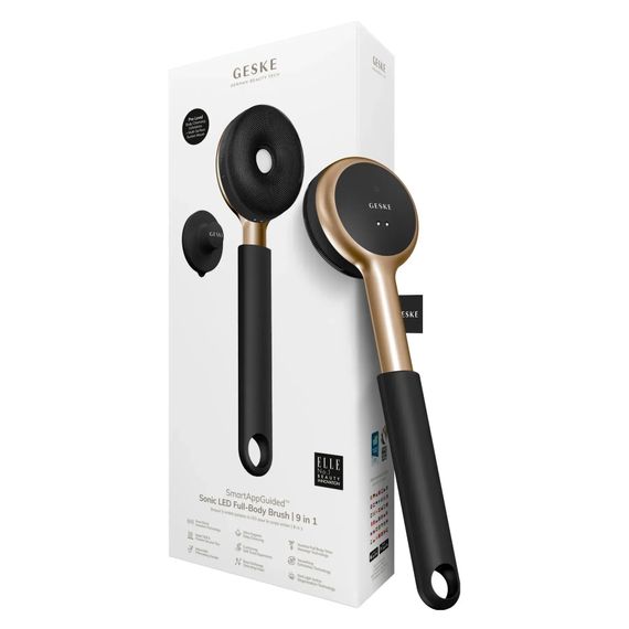 Звукова світлодіодна щітка для всього тіла GESKE Sonic LED Full-Body Brush&Intensive Exfoliator 9в1 aquamarine, Сірий