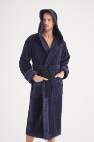 Чоловічий халат Nusa 1390 з капюшоном, темно-синій, 2XL