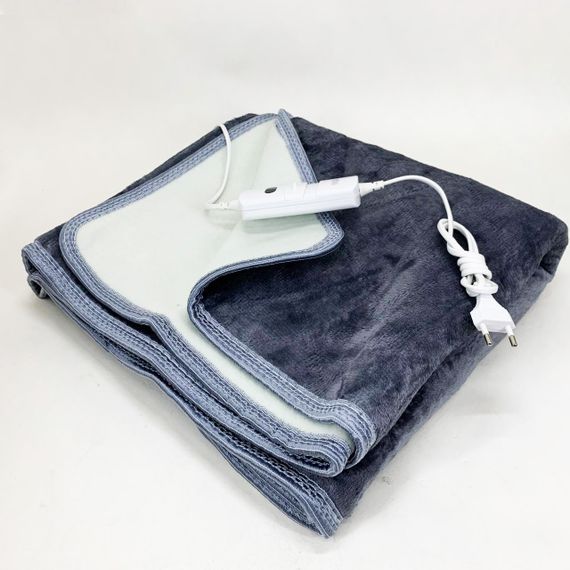 Електропростирадло односпальне 70х150 см тепле електро простирадло ковдру з підігрівом в клітинку з регулятором сірий | Зображення 5