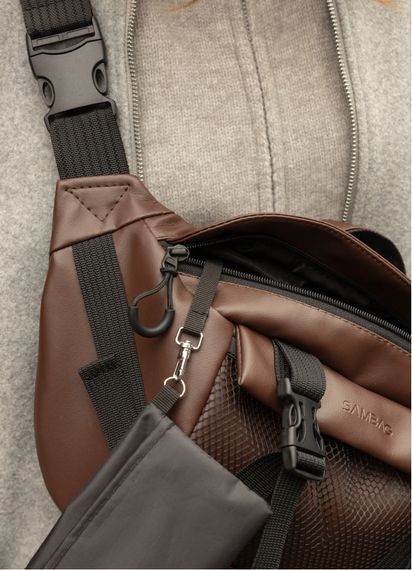 Большая женская поясная сумка бананка Sambag DynamicDart коричневая 38×21×7 см (80411020) | Зображення 5