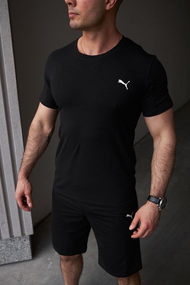 Комплект чоловічий Puma: футболка чорна + шорти чорні (9888289516) | Зображення 1