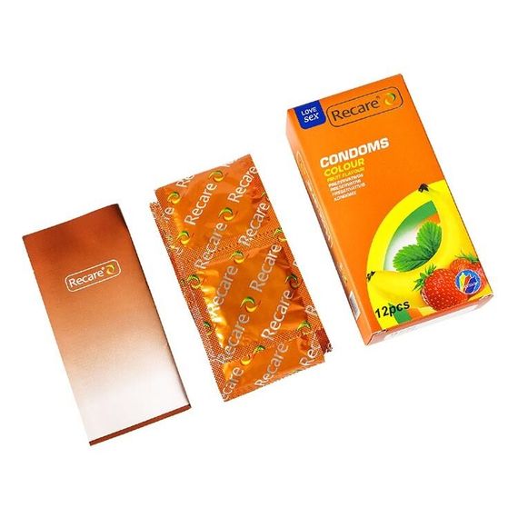 Презервативи Recare Color Fruit Flavour Condoms 12 шт, аромати: м'ята, банан, полуниця | Зображення 2
