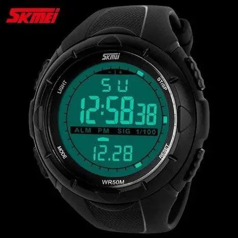 Чоловічий годинник SKMEI 1025BK ARMY BLACK, годинник тактичний протиударний. Колір: чорний | Зображення 1
