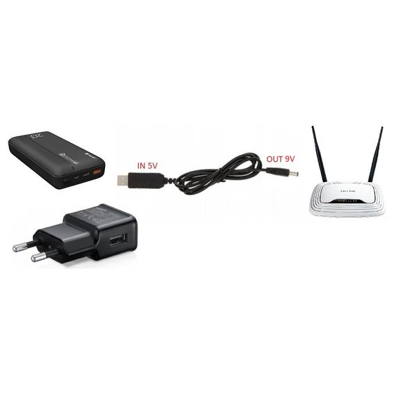 Кабель питания USB - DC 5.5 x 2.1 мм повышающий 5v - 9v для роутеров | Зображення 1