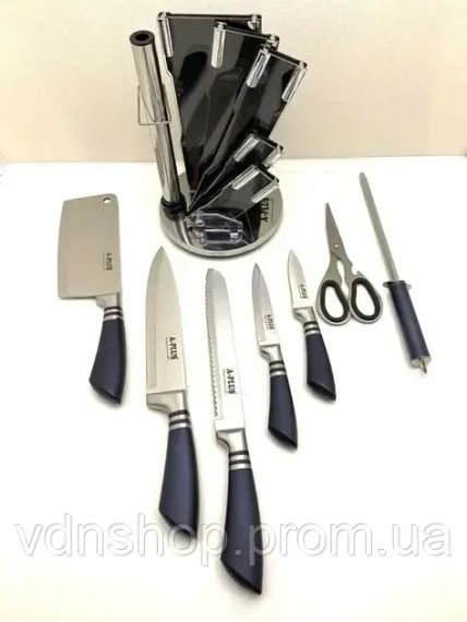 Набор кухонных ножей на крутящейся подставке A-Plus KF-1004 (8 предметов) | Зображення 2