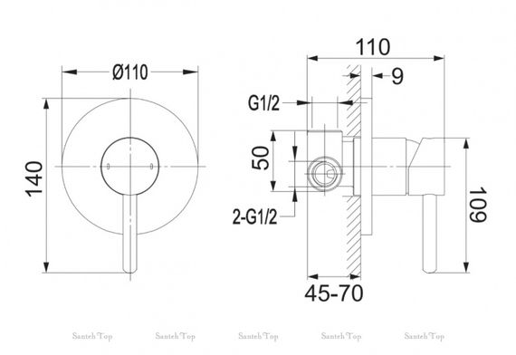 Змішувач прихованого монтажу для душу Omnires Y black (Y1245BL) | Зображення 1