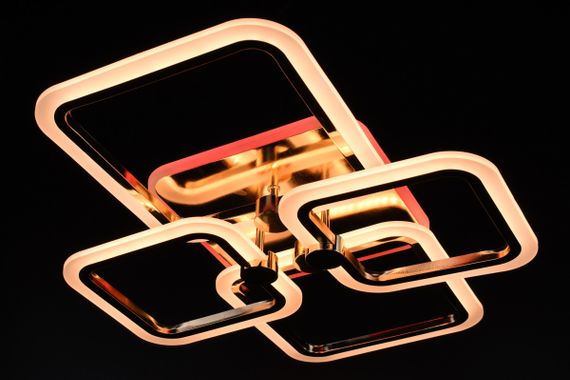 Люстра світлодіодна стельова LED світильник для квартири на стелю лед з пультом 26945 Золото 11х48х60 см. | Зображення 5