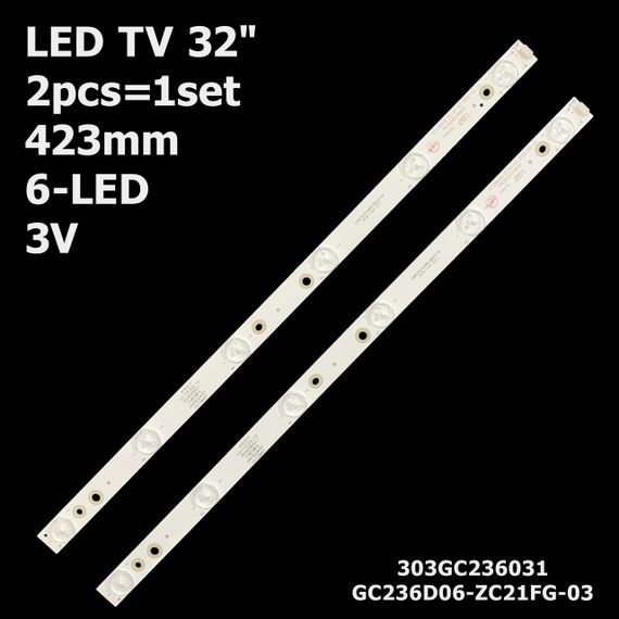 LED підсвітка TV 32" 423mm 6-led GC236D06-ZC14F-03 Ergo: LE24CT1020, LE24CT1, LE24CT2000AK, LE24CT5500 2шт.