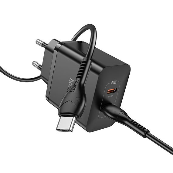 МЗП Hoco N35 Streamer PD45W (2USB-C) + кабель Type-C to Type-C Black | Зображення 1