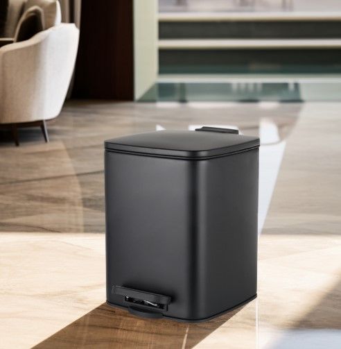 Відро для сміття Zerix Kubix-TC0106 Black з плавним закриттям, квадратне, 6 л, чорний (ZX5890) | Зображення 2