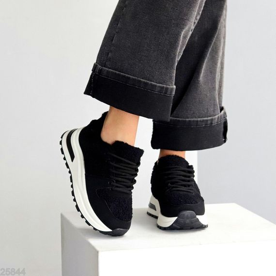 Молодежные теплые очаровательные черные кроссовки шок-цена | Зображення 1