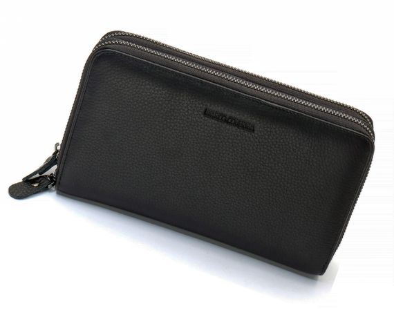 Черный кошелек-клатч на две молнии из натуральной кожи Marco Coverna B-5902B-1Q | Зображення 2