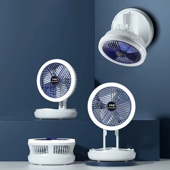 Настільний складний вентилятор Folding Fan 2in1 with Night Light White | Зображення 3