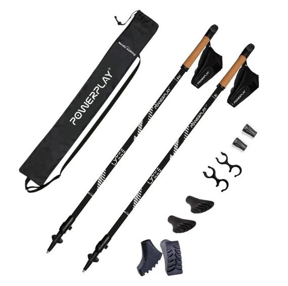 Палиці для скандинавської ходьби PowerPlay 9111 Lykke Black/White 80-135 см (пара) + 2-ві пари чобітків + чохол (PP_9111_White) | Зображення 8