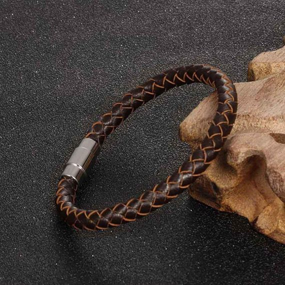 Мужской кожаный браслет Primo Collar с магнитной застежкой - Brown | Зображення 1