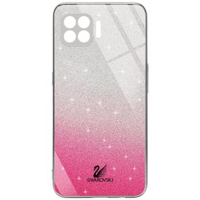 TPU+Glass чохол Swarovski Full Camera для Oppo A73 Cтекло, Малиновий
