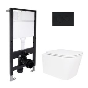 Готовое решение Qtap для ванной комнаты: подвесной унитаз Crow Rimless 485x340x330 + комплект инсталляции Standard (круглая