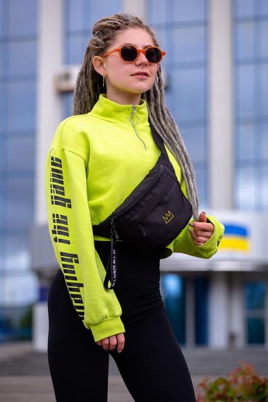 Сумка бананка барсетка через плече Without з принтом Crown Black | Зображення 3