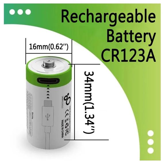 Батарейки аккумуляторные CR123A с разъемом TYPE-C на 3.7V/700mAh Smartoools - 4шт | Зображення 2