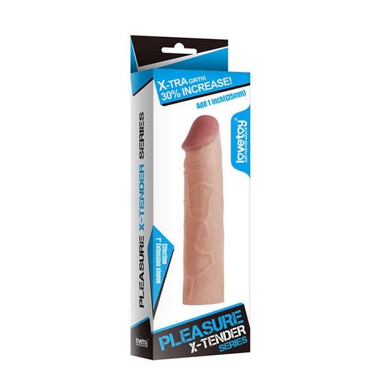 Насадка на член - Pleasure X-Tender Penis Sleeve Add 1" Flesh sexstyle | Зображення 8