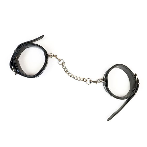 Набір BDSM Art of Sex - Emoji, наручники та поножі, екошкіра, чорний | Зображення 2