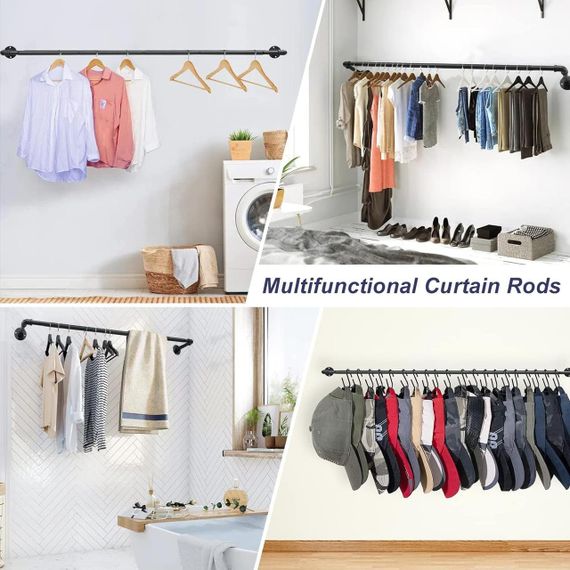 Двухрядный карниз FLY 73-162 см регулируемый, с фланцевыми наконечниками, матовый черный, из нержавеющей стали | Зображення 4