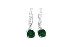 Сережки из белого золота с зелеными фианитами S-0252 Белый