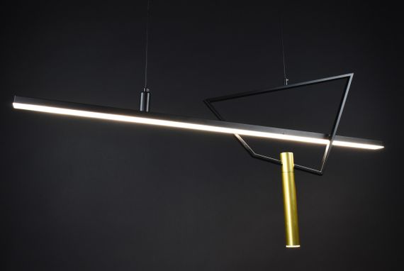 Люстра світлодіодна підвісна LED світильник для квартири на стелю лед 27175 Чорний 60-150х15х120 см. | Зображення 9