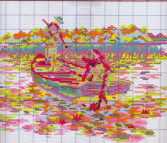Набір для вишивання за нанесеною на канву схемою "Pick the lotus". AIDA 14CT printed, 34*25 см | Зображення 8