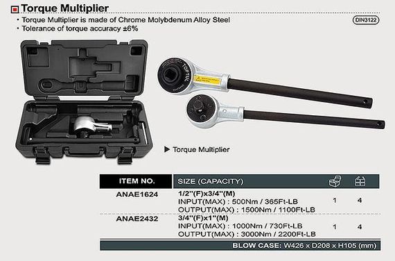 Редуктор-підсилювач мультиплікатор TOPTUL 3/4"х1" 1000-3000Nm ANAE2432 | Зображення 2