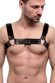 Портупея шкіряна на груди Feral Feelings Bulldog Harness One Size Чорна