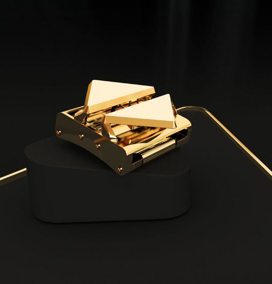 Маска кляп кіберпанк золотиста Lockink | Зображення 9