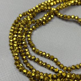 Намистини кришталеві рондель 4х3мм, нитка-135 од, золоте напилення