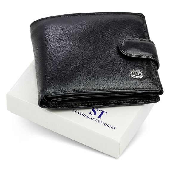 Классическое мужское портмоне из натуральной кожи ST Leather В102 Черный | Зображення 1