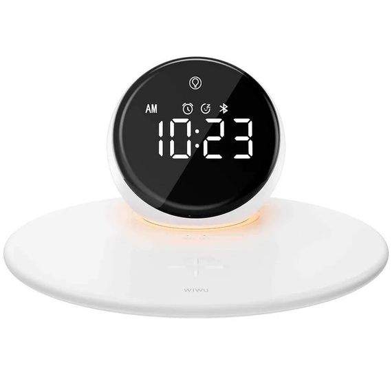 БЗП WIWU Wi-W017 15W Wireless Charger+Digital Alarm+Bluetooth Speaker White | Зображення 1